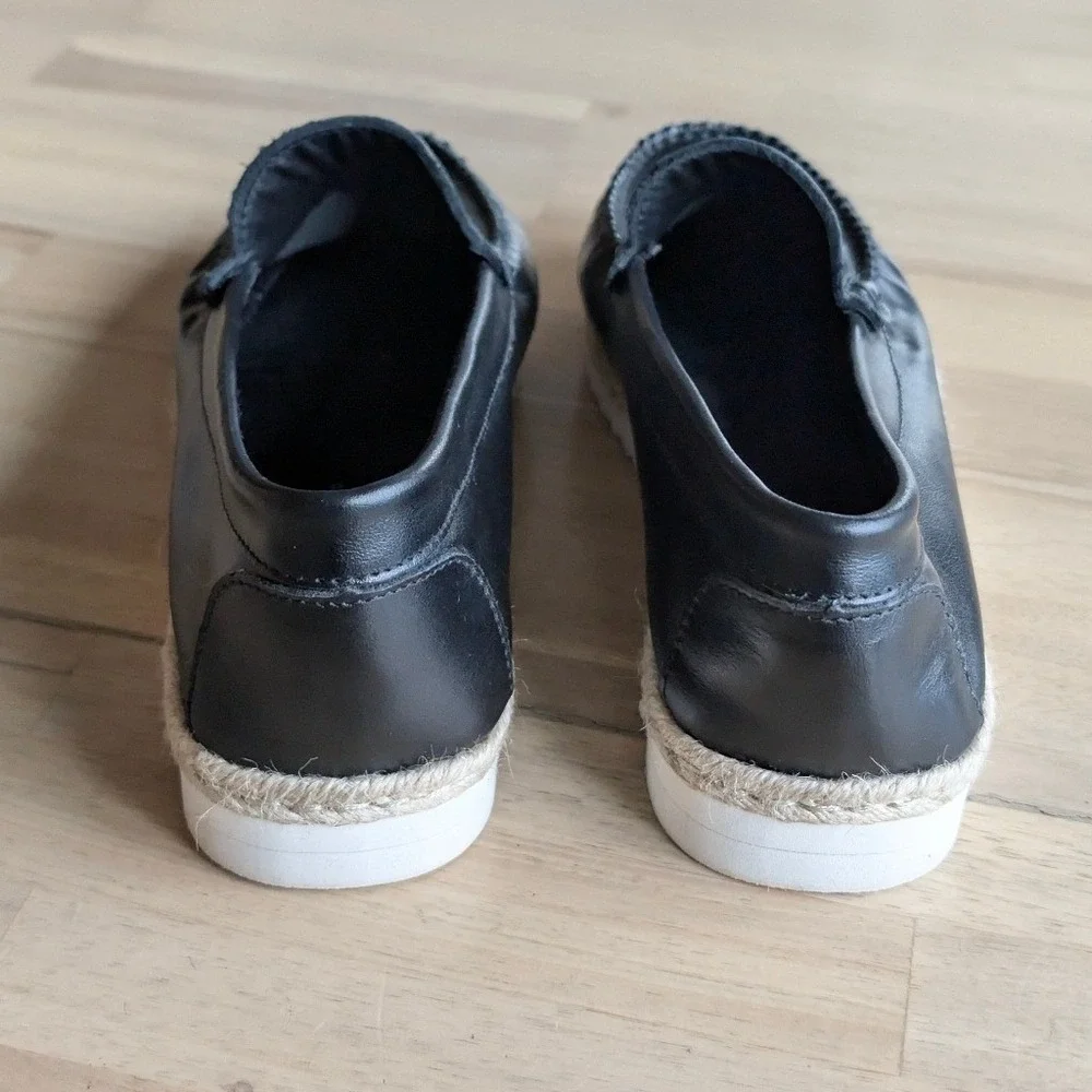 Leonardo Black Leather Loafers‎ Made in Italy Womens Size 38 US 8